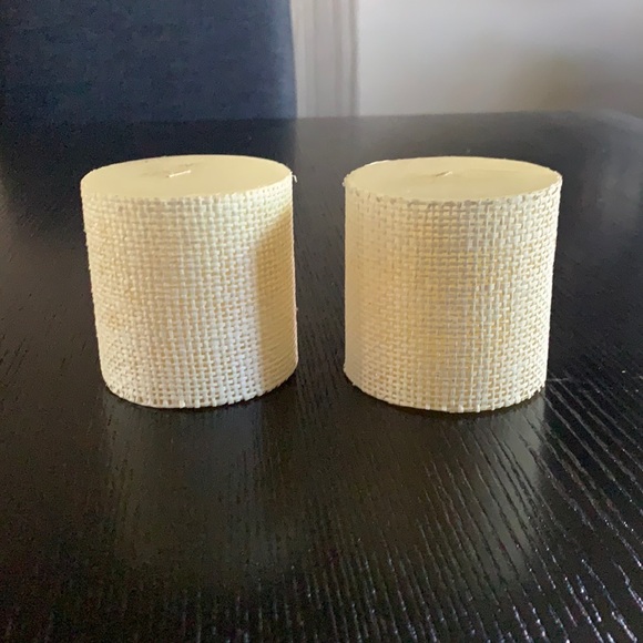 Pottery Barn Raffia Pillar Candle-Set of 2